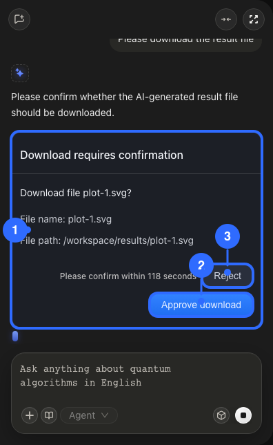 Annotated download confirmation card