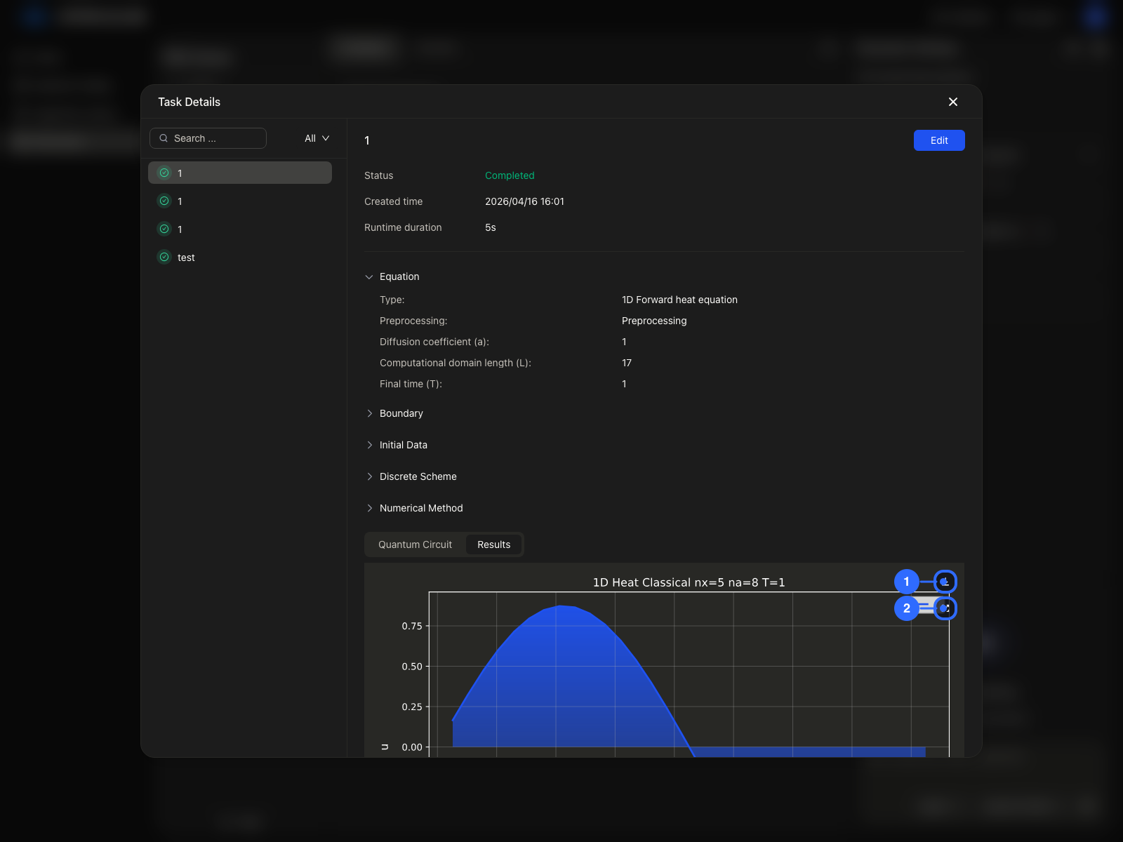 Annotated task detail result actions