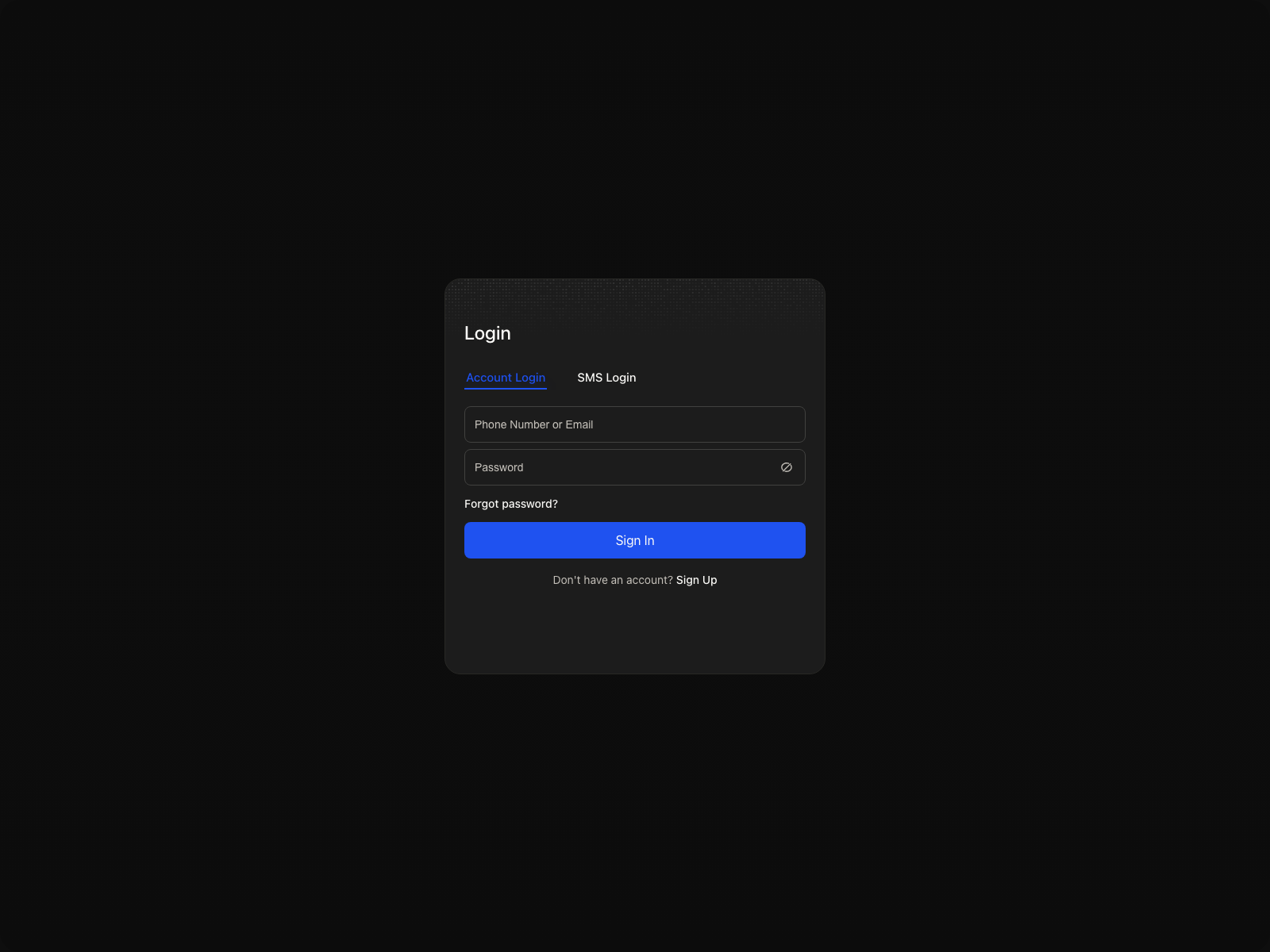 Login page