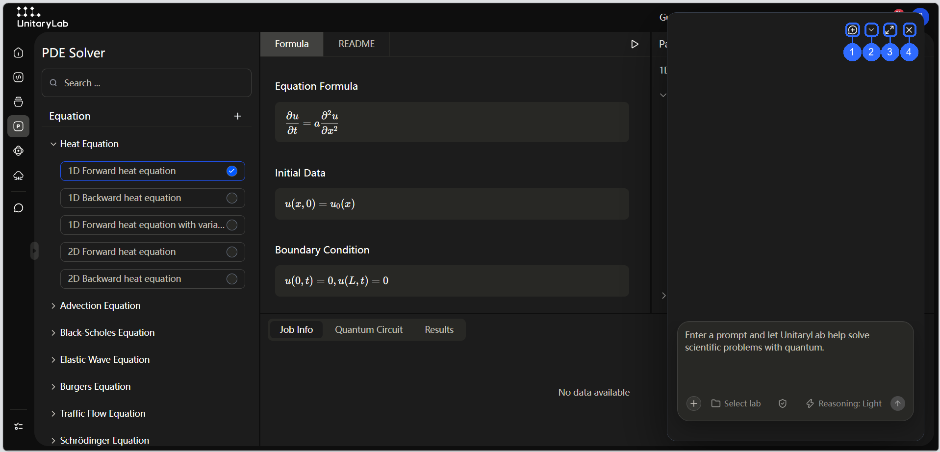 Updated AI chat panel in the PDE Solver