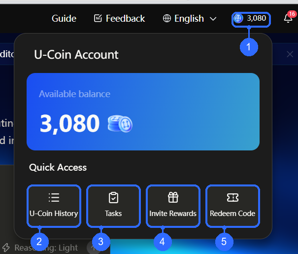 Youbi account and shortcuts